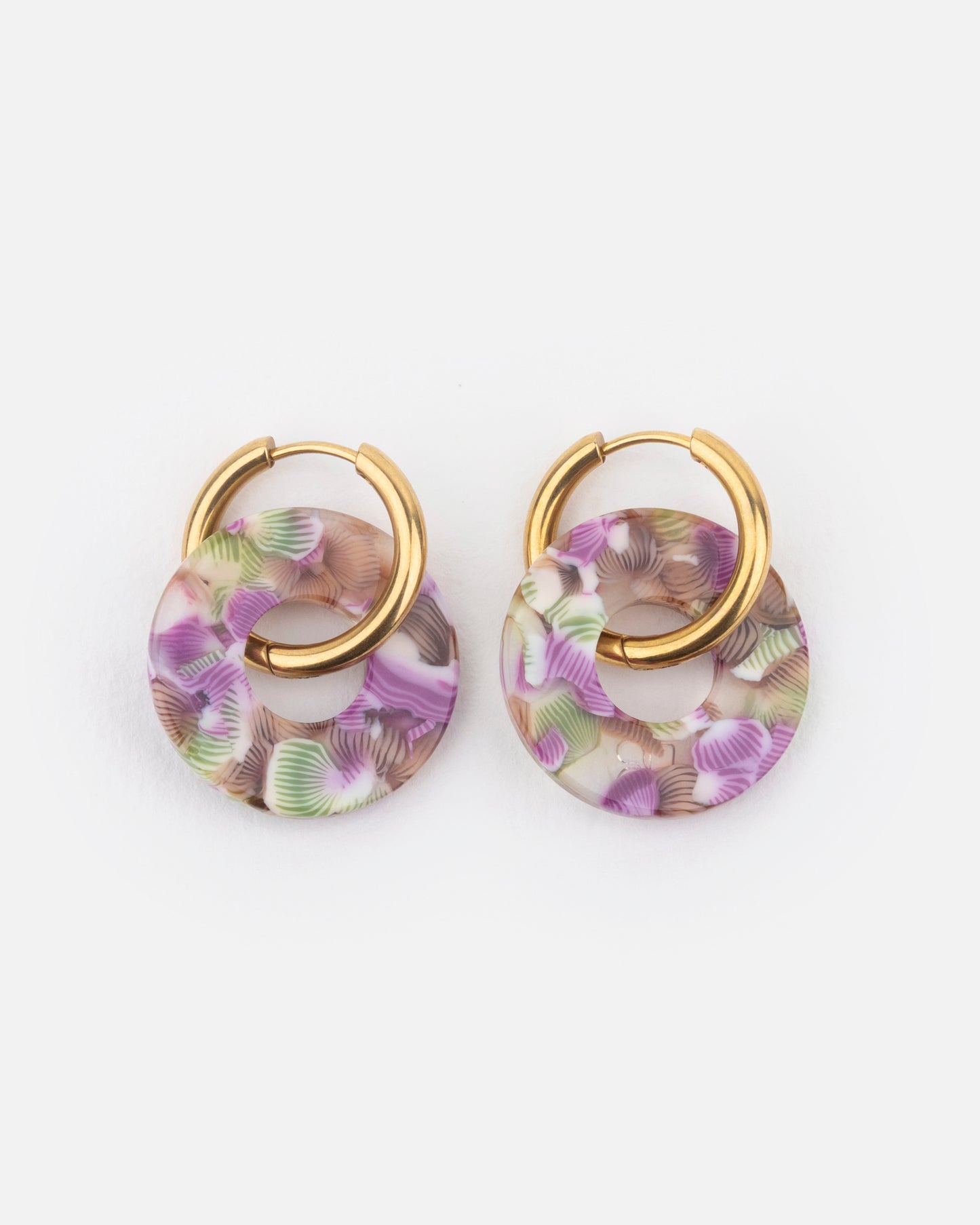 Boucles d'oreilles DONUTS - Magenta et Vert -